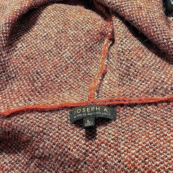 BRAND NEW JOSEPH A HOODED LONG CARDIGAN SWEATER COAT IN PLAID RED - Picture 11 of 12